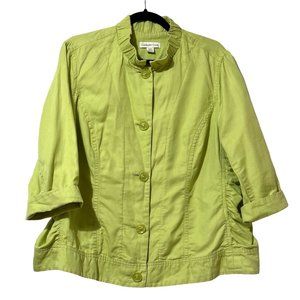 Coldwater Creek size 20-22 cotton linen green button front ruched jacket